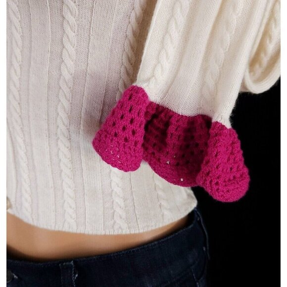 JW Anderson Ruffle-Detail Knitted Cardigan XXS Womens Off-White Pink NWT - Picture 6 of 16